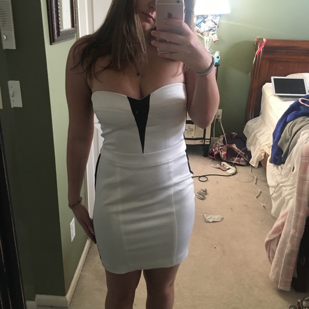 strapless Bebe dress